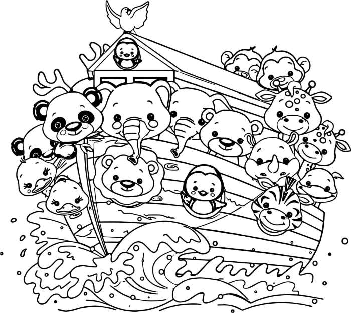 Coloring book pages of noah's ark